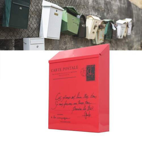Rustic Wall Mounted Locking Mailbox, Weatherproof Iron Design with 2 Keys and Hooks for Home Office 1