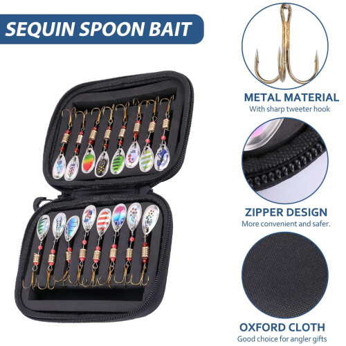 16 StüCk Angel KöDer Spinner KöDer LöFfel Set mit Tackle Tasche Forelle Bass Lachs Hecht Zander Angel GeräT 1