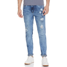 Indian Garage Co Ανδρικά Slim Fit Τζιν Μπλε Μεσαίου Ύψους