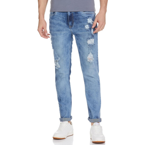 Indian Garage Co Ανδρικά Slim Fit Τζιν Μπλε Μεσαίου Ύψους