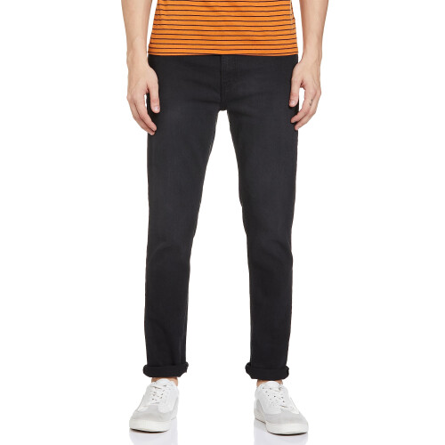 The Indian Garage Co Ανδρικά Τζιν Slim Fit Μαύρα Μεσαίας Ύψης