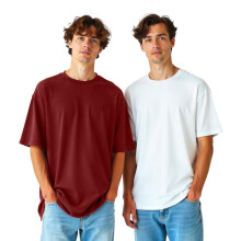 Nobero Herre Solid Oversized T-Shirt (1M-Twrt-R0002_Hvid/Vinrød)
