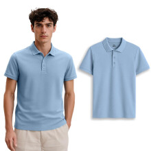 Camisa Polo Nobero Masculina em Algodão Sólido Regular Fit (1M-Twpo-R0002-Bl_Azul Claro, 3XL)