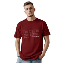 Nobero Herre T-Shirt med Grafik Print Regular Fit - Vinrød