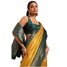 Soch Kvinno Gul Silkmix Zari Vävda Saree Med Zari Vävda