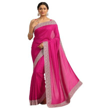 Sari in seta misto con decorazioni e pezzo di blouse Libas per donna
