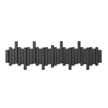 Solid Wood Wall Mounted Coat Rack with Foldable Piano Key Hooks, SpaceSaving Modern Design, Black 65cm