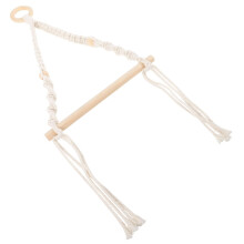 Boho Toilet Paper Holder with Handcrafted Macrame Detail, Nautical Cotton Wood Design for Bathroom Decor