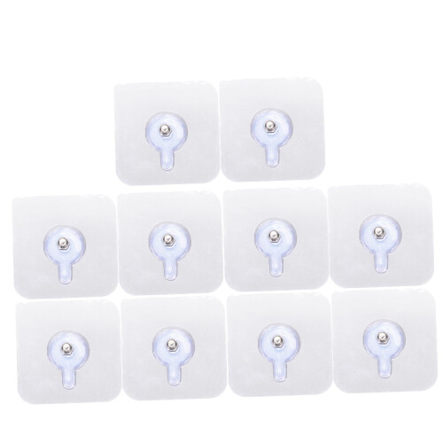 Adhesive Wall Hooks 10pcs Heavy Duty No Drill Picture Hanging Kit for Multi Surface Use