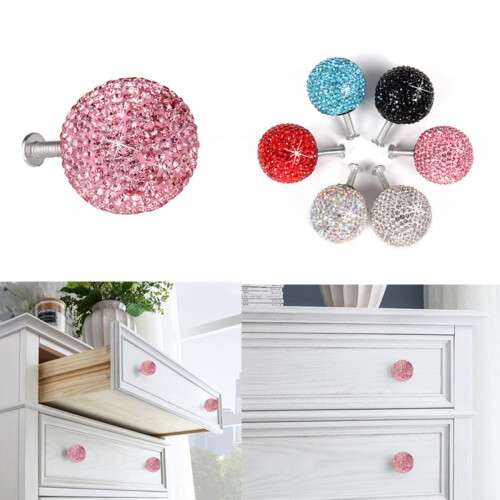 Crystal Cabinet Knobs Clear Drawer Pulls, Single Hole Round Design for Dresser Wardrobe Cupboard 2