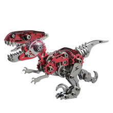 3D Metal Puzzles Velociraptor Model Kit for Adults, Stainless Steel Dinosaur DIY with Poseable Joints, Glue Assembly