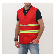 Reflective Safety Vest Red One Size, Breathable Lightweight Visibility Work Vest with Multi Pockets for Construction