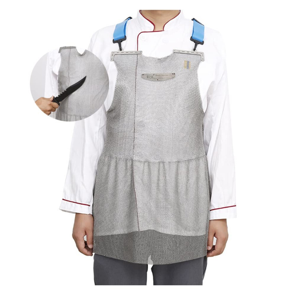 Stainless Steel Butcher Apron Cut Resistant Chainmail Metal Mesh Protective Apron For Meat Processing 55X76cm Silver 9092120377897