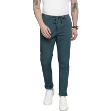 The Indian Garage Co Heren Slim Fit Effen Mid-Rise Chino Teal Blauw