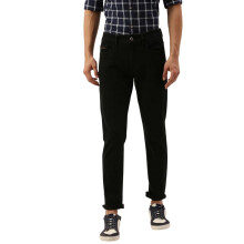 The Indian Garage Co Mænd Slim Fit Enkelt Mid-Rise Jeans Sort