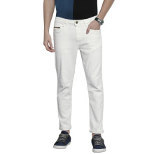 The Indian Garage Co Ανδρικά Λευκά Τζιν Carrot Fit Mid Rise Stretch