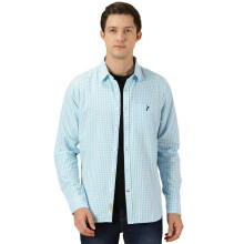 Camisa Casual Slim Fit Thomas Scott para Homem, Azul, Gola Aberta, Manga Longa
