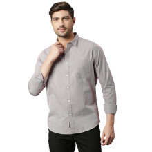 Camisa Casual Slim Fit 100% Algodão Thomas Scott para Homens com Gola Larga e Manga Longa Maroon