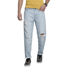 The Indian Garage Co Mænds Far Dad Fit Distressed Mid Rise Jeans Blå, 32