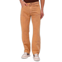 The Indian Garage Co Mænds Afslappede Straight Fit Patched Jeans Brun
