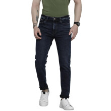 The Indian Garage Co Män Slim Fit Solid Mid-Rise Stretchiga Jeans Blå