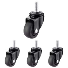 1.5 Inch Heavy Duty Swivel Caster Wheels with M10x15 Threaded Stem, Quiet TPE Rubber Casters for Furniture, Set of 4