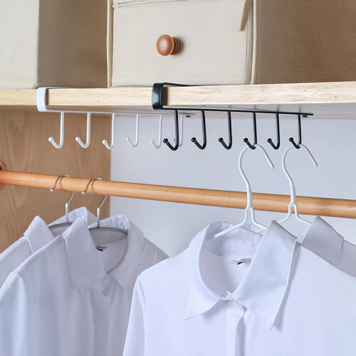 Wall Mounted Hooks Rack with 6 Hooks, SpaceSaving Under Cabinet Mug Holder for Kitchen, Durable Iron Construction 1