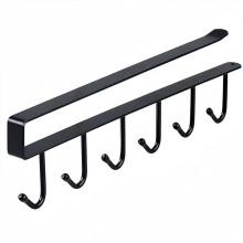 Wall Mounted Hooks Rack with 6 Hooks, SpaceSaving Under Cabinet Mug Holder for Kitchen, Durable Iron Construction