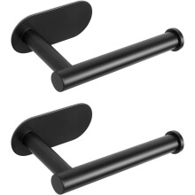 2Pack Self Adhesive Toilet Paper Holder Black, Rustproof Stainless Steel Bathroom Tissue Roll Holder, NoDrill Easy Installation