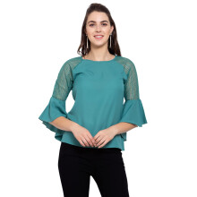 Style Quotient Dames Teal Blauw Crepe Regular Top (Ss21Sqruth_Tl-S)