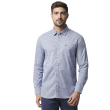 Camisa Thomas Scott Masculina | Manga Longa | Estampa Xadrez | Corte Regular | 100% Algodão | Colarinho Largado | Casual | Azul Oxford_L