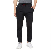 Sporto Calças Slim Fit Plissadas com Bolsos Laterais com Zíper (112-1P-Preto-L)