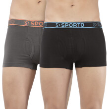 Sporto Calções Quadrados Masculinos Algodão-Elastano Com Cintura Elástica (Pack De 2) | Preto + Carvão