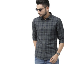 Camisa Slim Fit em Algodão para Homens - The Indian Garage Co (1119-SH25-10_Cinza M)