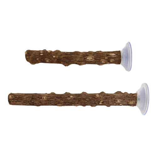 2PCS Wood Bird Perch Stand with Suction Cup Design For Parrots