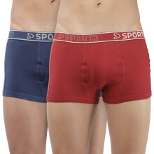 Sporto Calções de Algodão Sólido para Homens com Cintura Elástica (Pacote de 2) | Vermelho + Azul Denim
