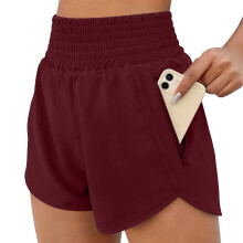Women's High Waist Shorts Quick Dry Breathable Short-Claret M