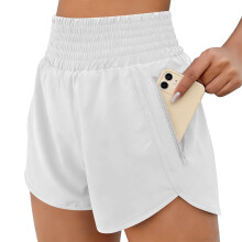 Comfortable Women's High Waist Shorts with Inner Layer-White L