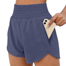 High Rise Women's Running Shorts Quick Dry Fabric-Lavender XL