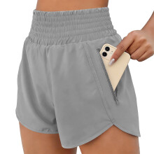High Rise Women's Running Shorts Quick Dry Fabric-Gray XXL