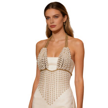 Elegant Imitation Pearls Chest Chain For Women Fashion Body-L