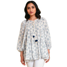 W for Woman Witte Geometrische Print Gerimpelde Top_23FEW31218-810424_XL_14