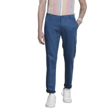 The Indian Garage Co Slim Fit Chinos Mid-Rise Stretchable Dark Blue