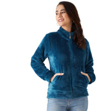 Modeve Vrouwen Effen Volledige Mouw Jas Voor Winter Blauw