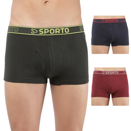 Sporto Macho Mini Trunks de Algodão Super Comprimido Pack de 3 (Cor Pode Variar)