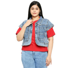 Style Quotient Plus Mulheres Azul Denim Casual Shrug