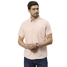 Camisa de Manga Curta Slim Fit de 100% Algodão Laranja Thomas Scott com Colarinho Tradicional