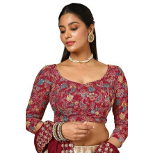 Blusa Almofadada Bordada em Georgette Marrom Soch com Lantejoulas