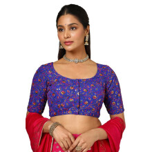 Blusa Bordada em Georgette Indigo para Mulheres com Lantejoulas