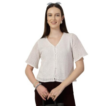 Blusa de Renda Branca Feminina Style Quotien